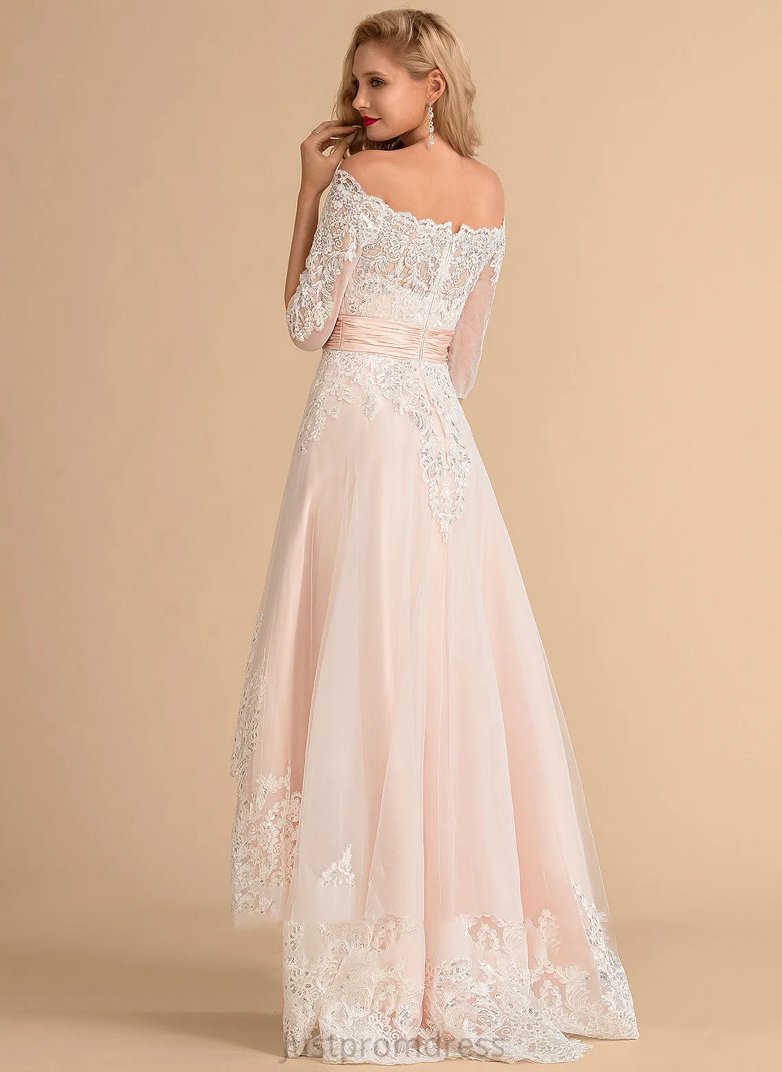 A-Line Asymmetrical Tulle Maisie Lace With Dress Wedding Satin Wedding Dresses Sequins