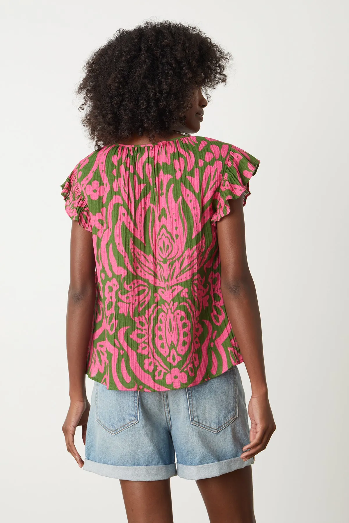 ALEAH PRINTED COTTON GAUZE TOP