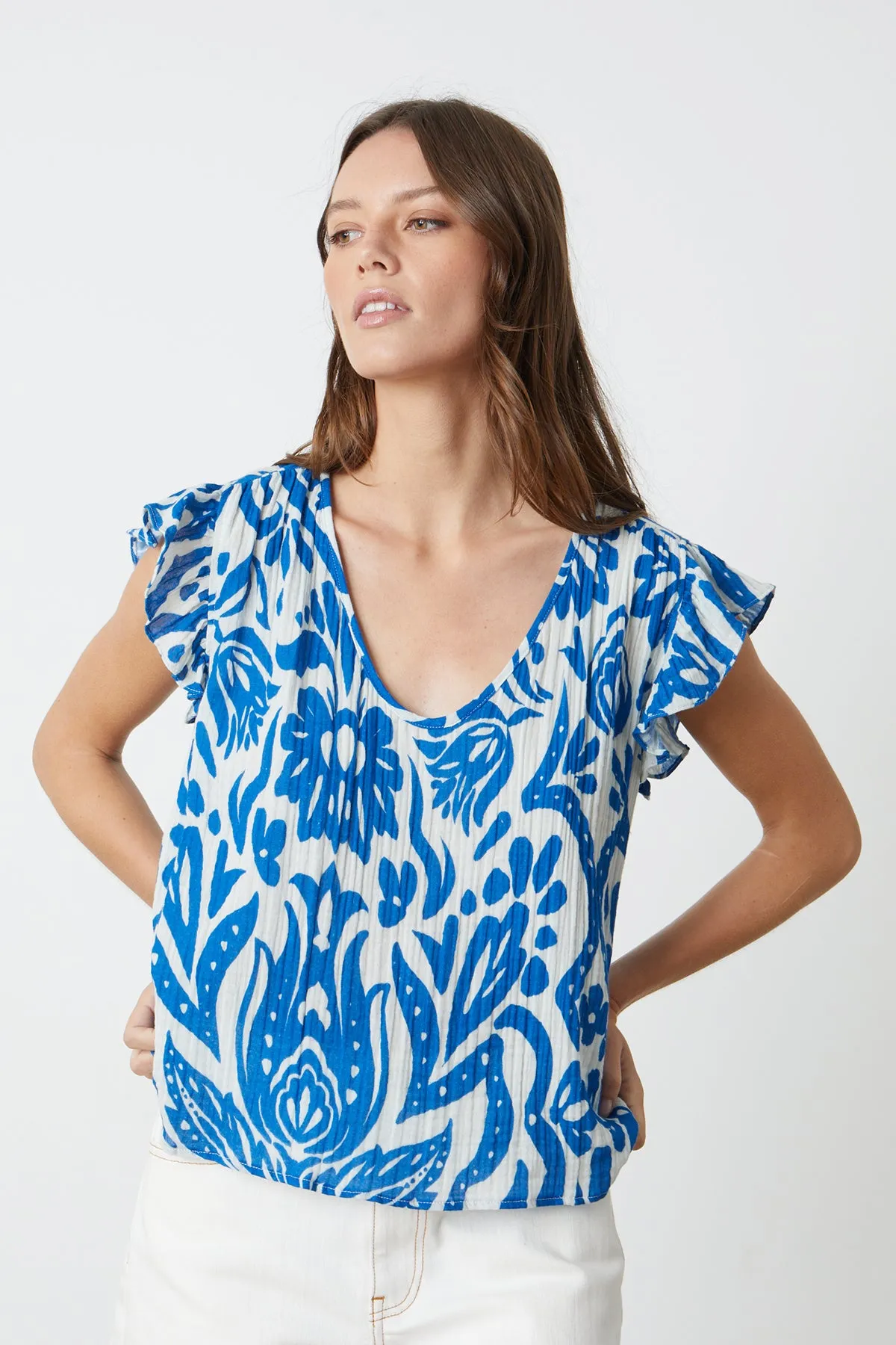 ALEAH PRINTED COTTON GAUZE TOP