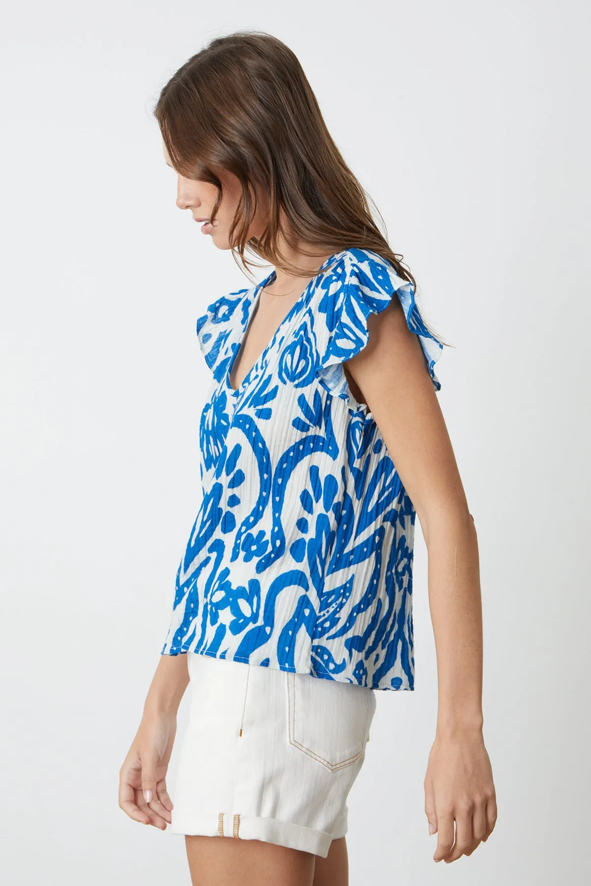 ALEAH PRINTED COTTON GAUZE TOP