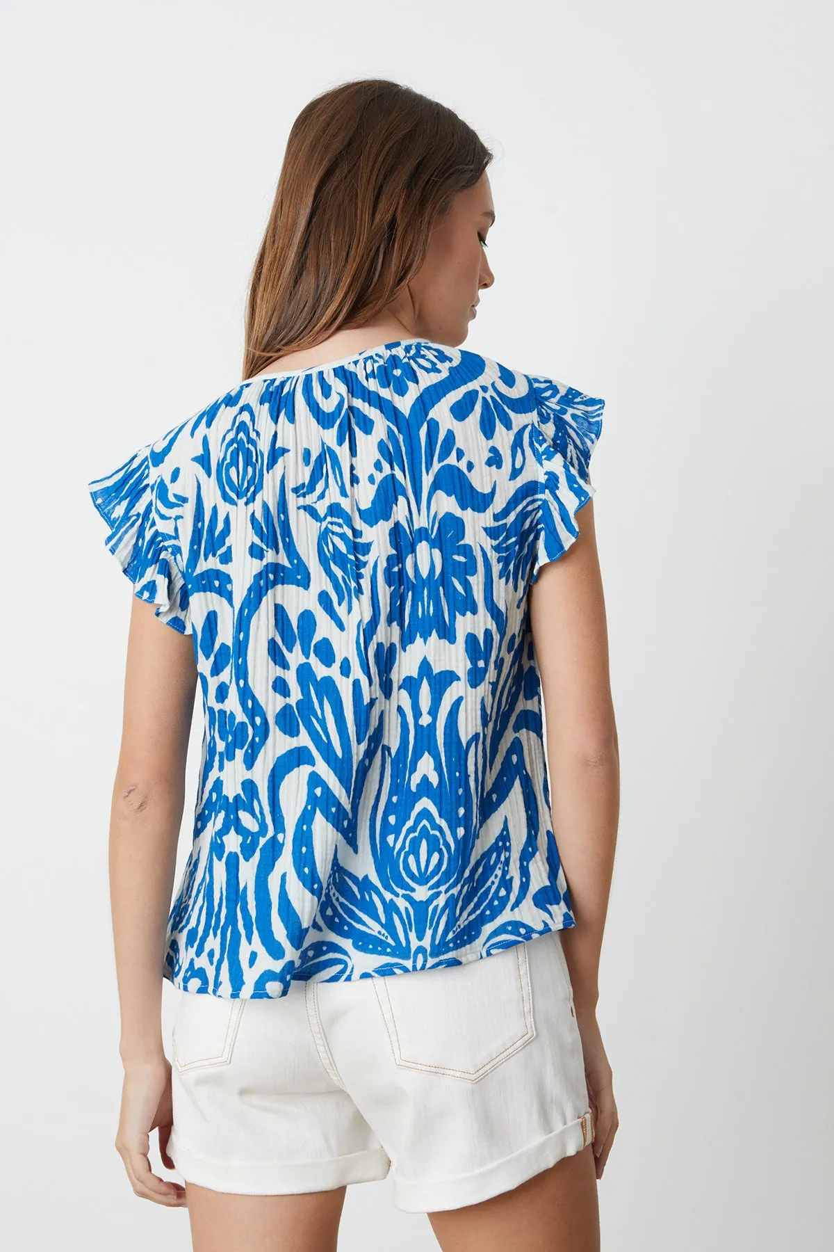 ALEAH PRINTED COTTON GAUZE TOP