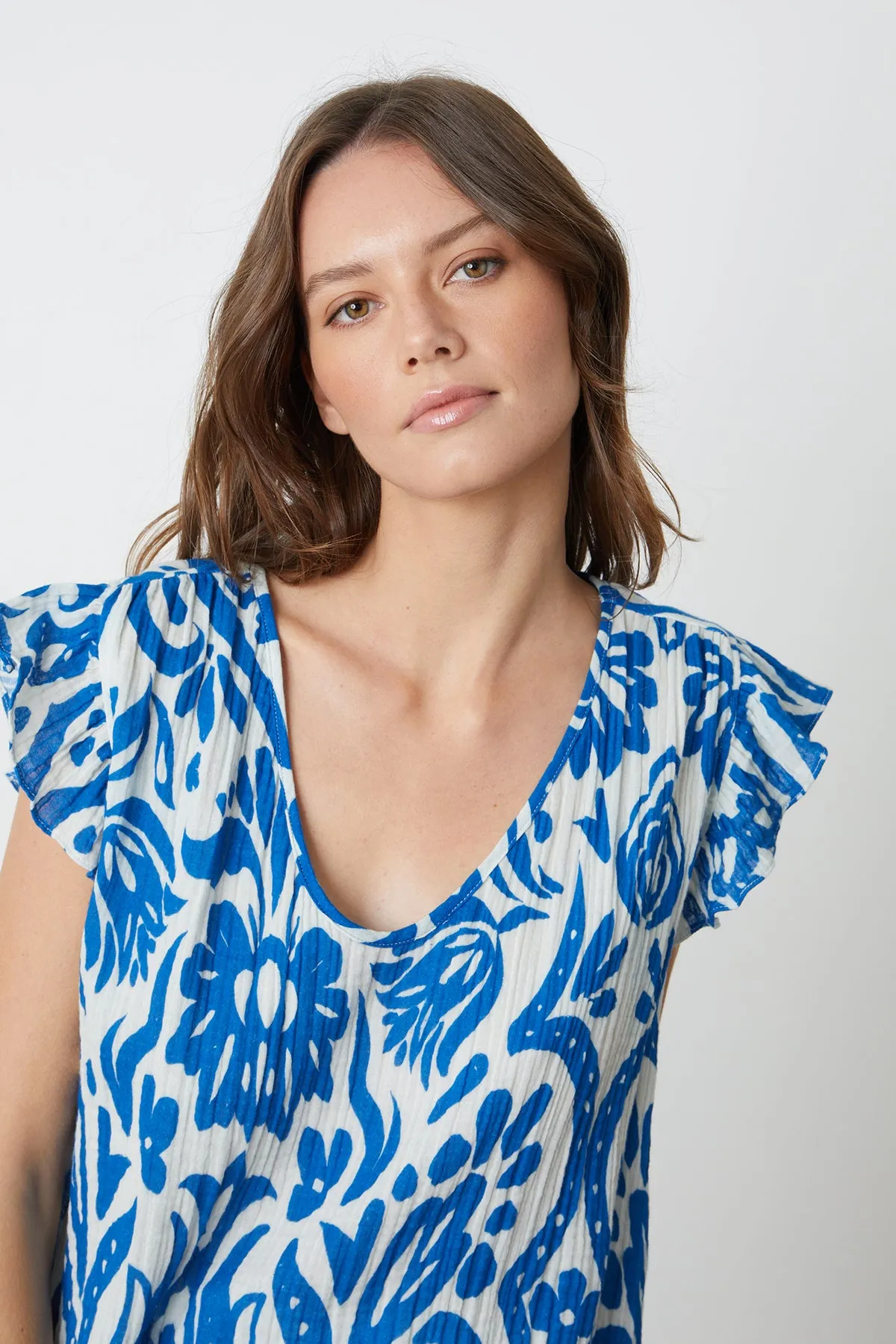 ALEAH PRINTED COTTON GAUZE TOP