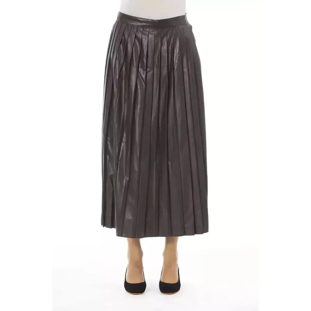 Alpha Studio Brown Polyethylene Women Skirt