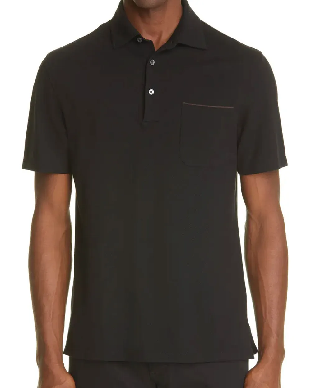 Black Classic Cotton and Silk Polo