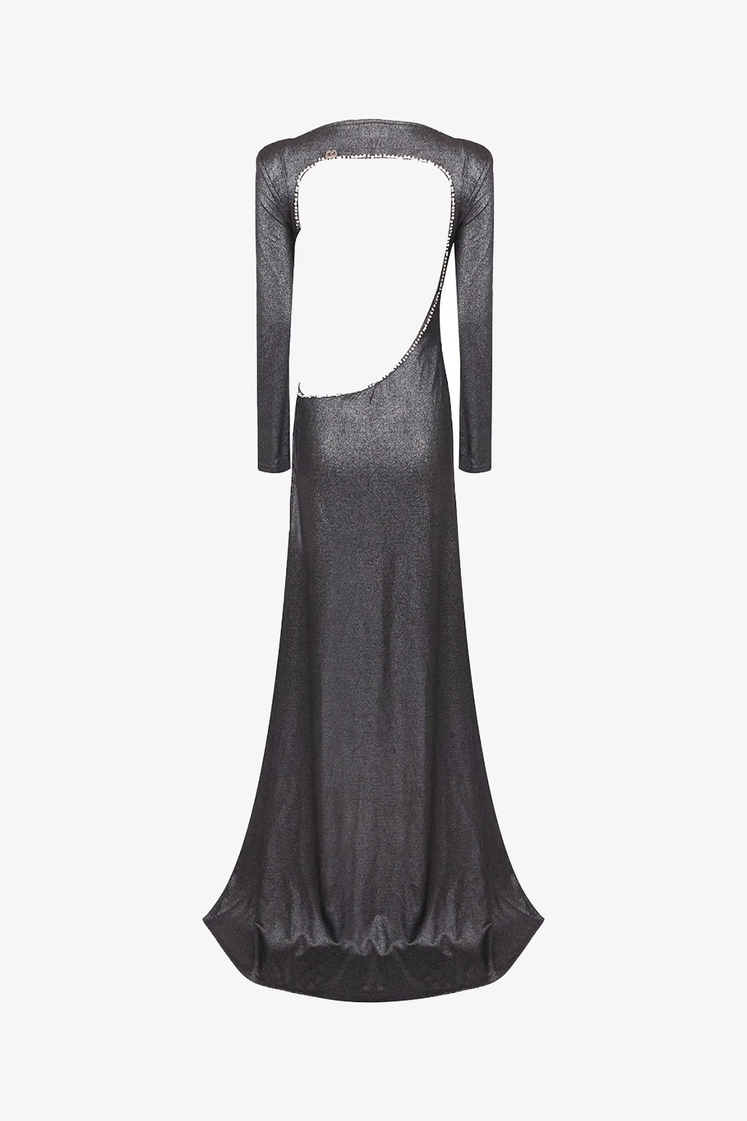 Black Glitter Cutout Long Sleeve Maxi Dress