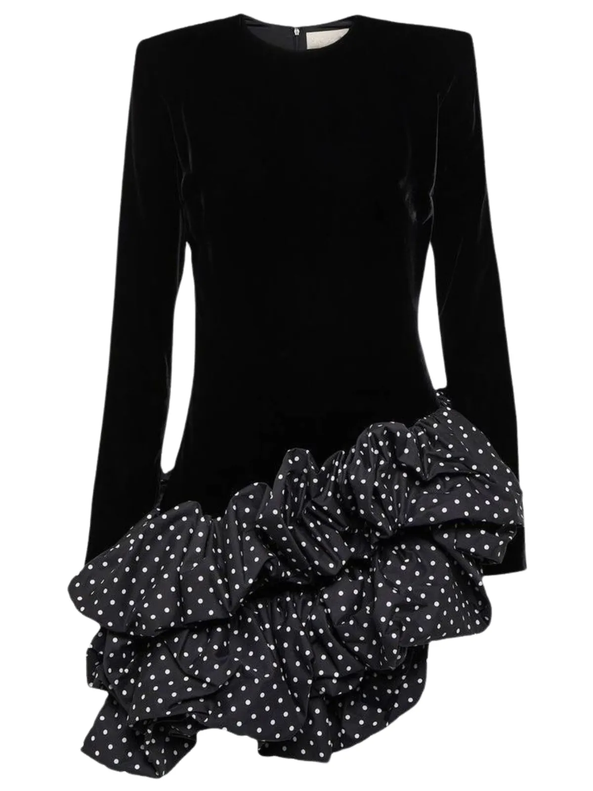 Cahya Long Sleeve Ruffle Dot Mini Dress