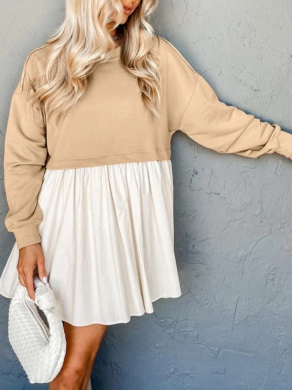 Chic Ribbed Knit Sweater Dress with Contemporary Dropped Sleeves - Women's Casual Elegance