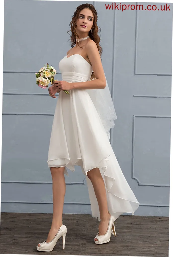 Chiffon A-Line Sweetheart With Wedding Dresses Dress Aliyah Ruffle Asymmetrical Wedding