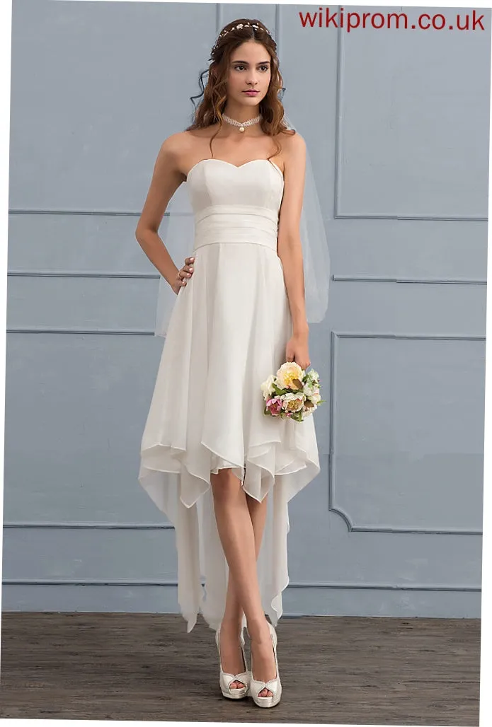 Chiffon A-Line Sweetheart With Wedding Dresses Dress Aliyah Ruffle Asymmetrical Wedding