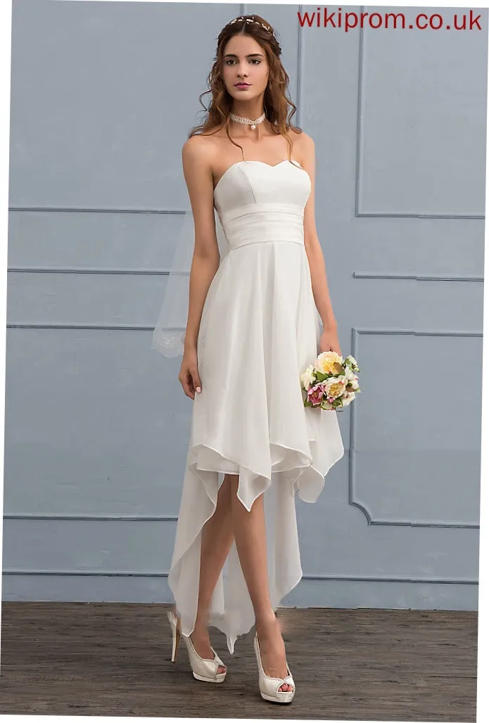 Chiffon A-Line Sweetheart With Wedding Dresses Dress Aliyah Ruffle Asymmetrical Wedding