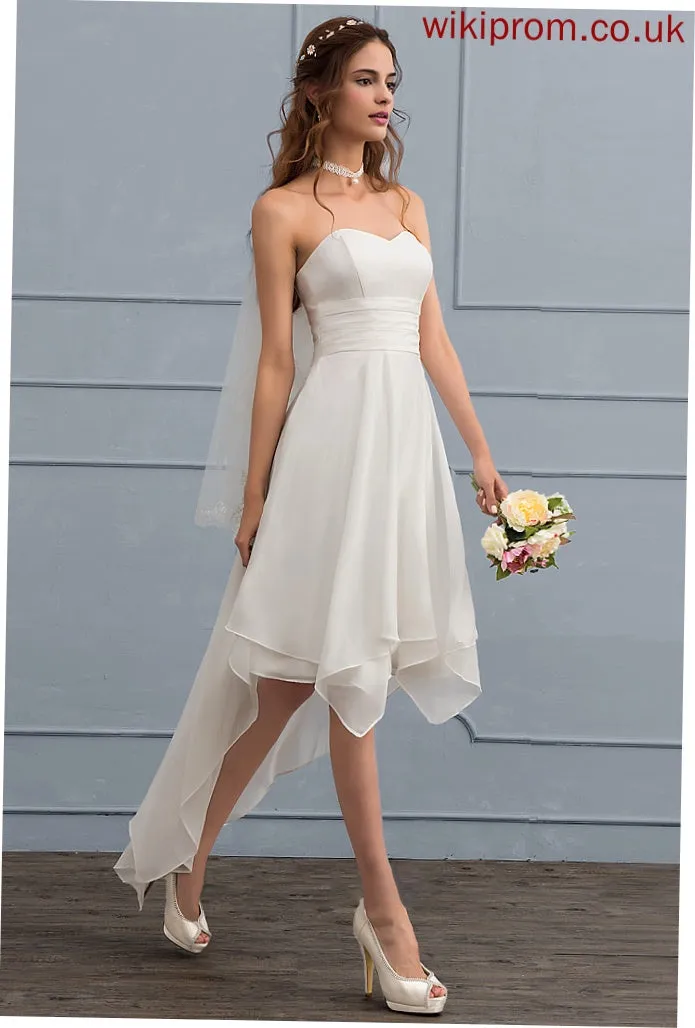 Chiffon A-Line Sweetheart With Wedding Dresses Dress Aliyah Ruffle Asymmetrical Wedding