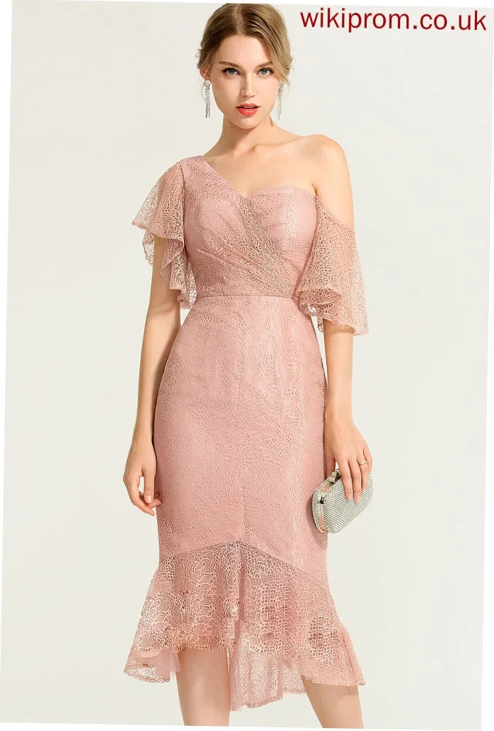 Cocktail Dress Gretchen Asymmetrical Cocktail Dresses One-Shoulder Lace Trumpet/Mermaid