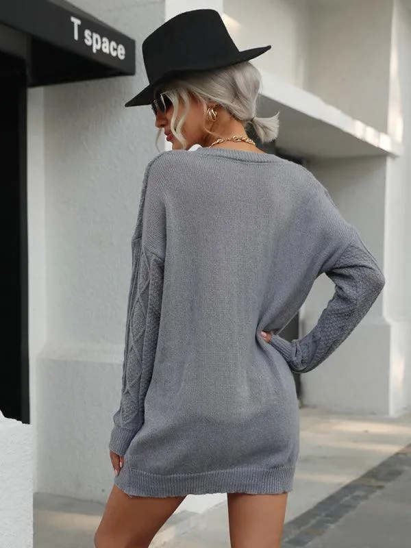 Cozy Women's Casual Solid Knit Sweater Dress for Effortless Style