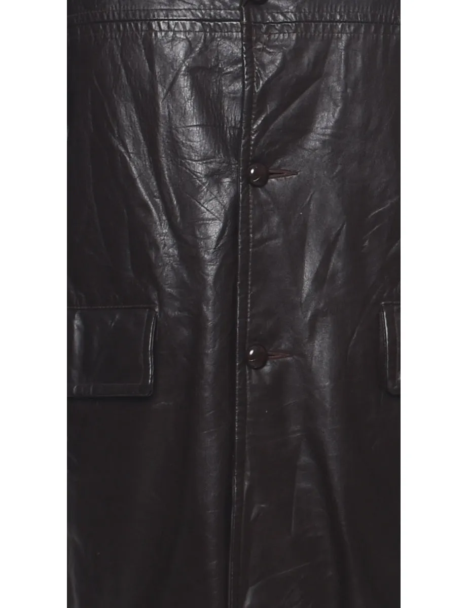 Dark Brown Leather Jacket - M