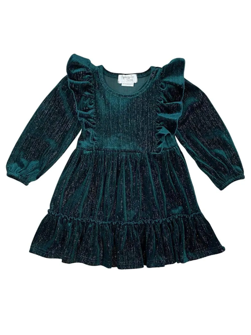 Dark Green Velvet Ruffle Girls Special Occasion Dress