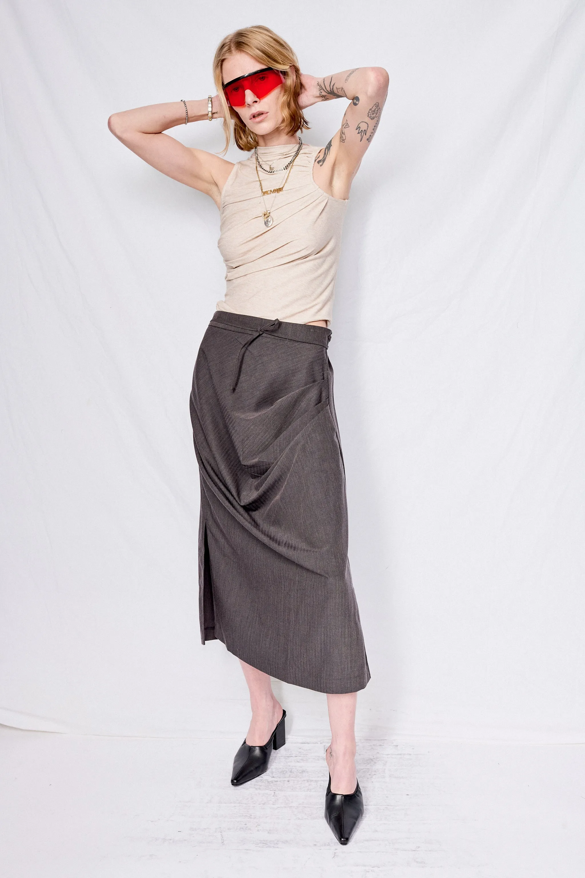 Dark Grey Alexia Midi Skirt