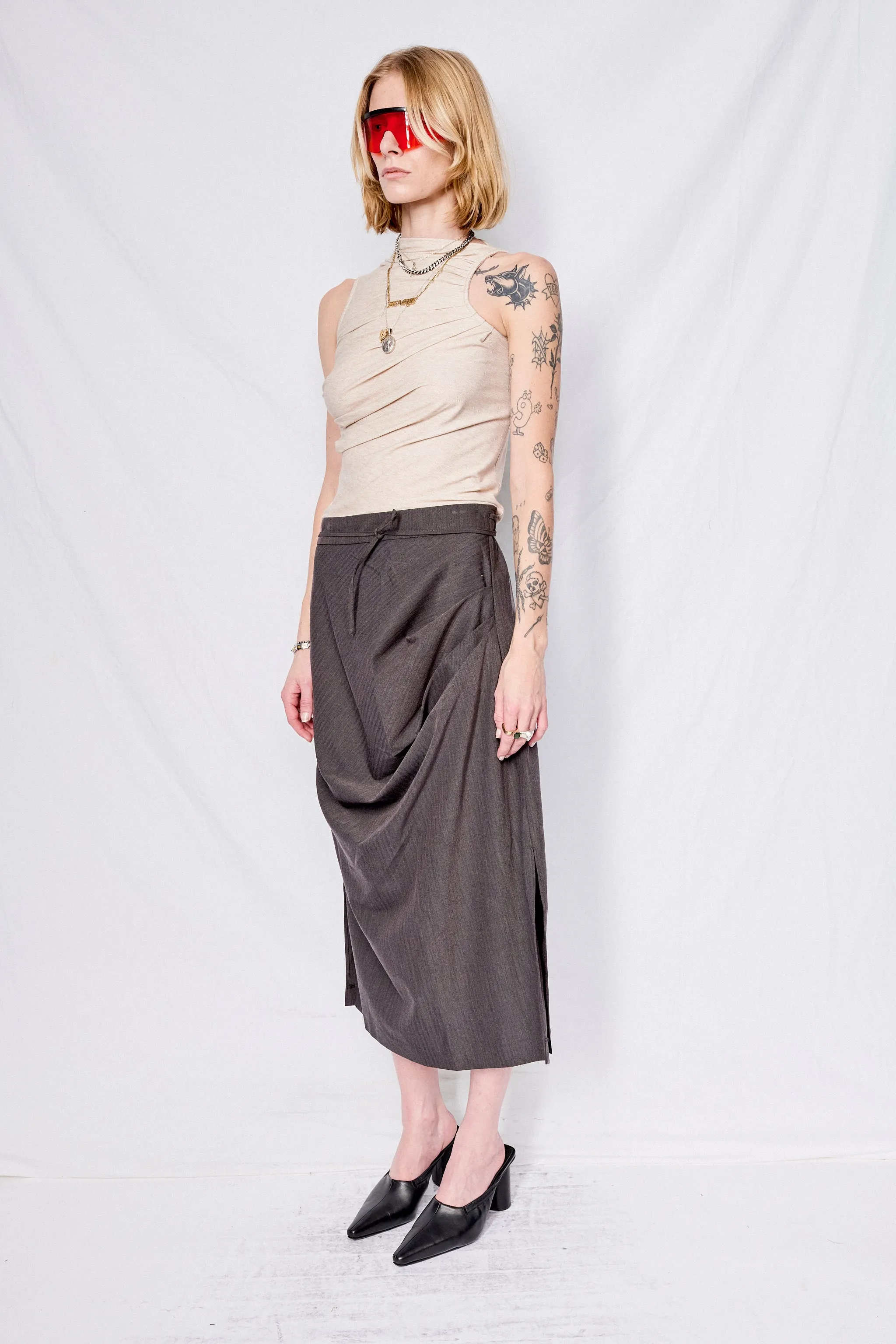 Dark Grey Alexia Midi Skirt