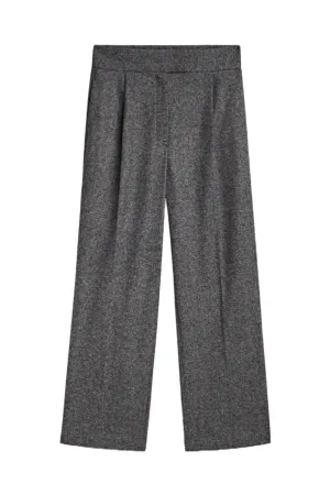 Darted Flecked Wool Blend Trousers