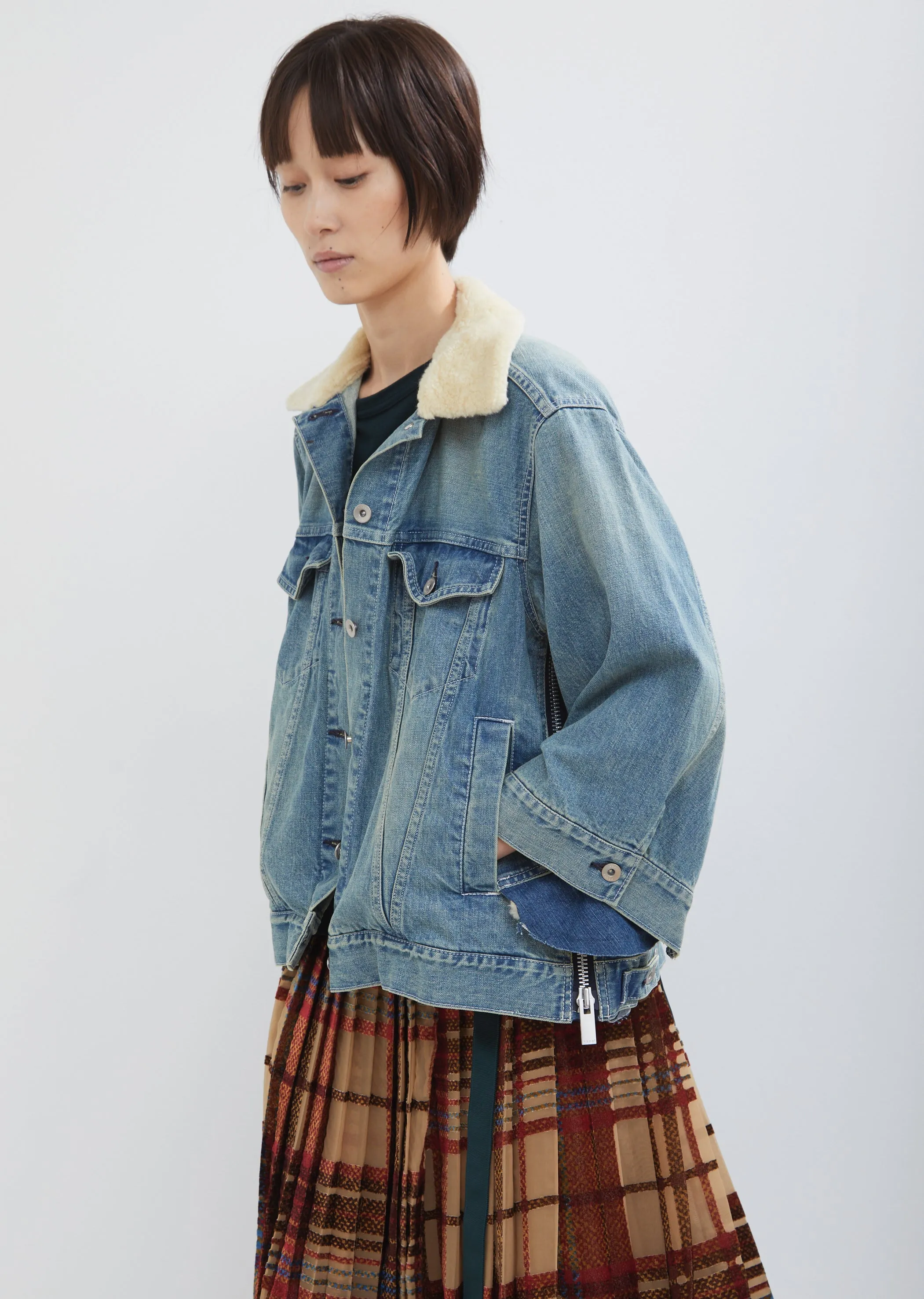 Denim Shearling Collar Jacket