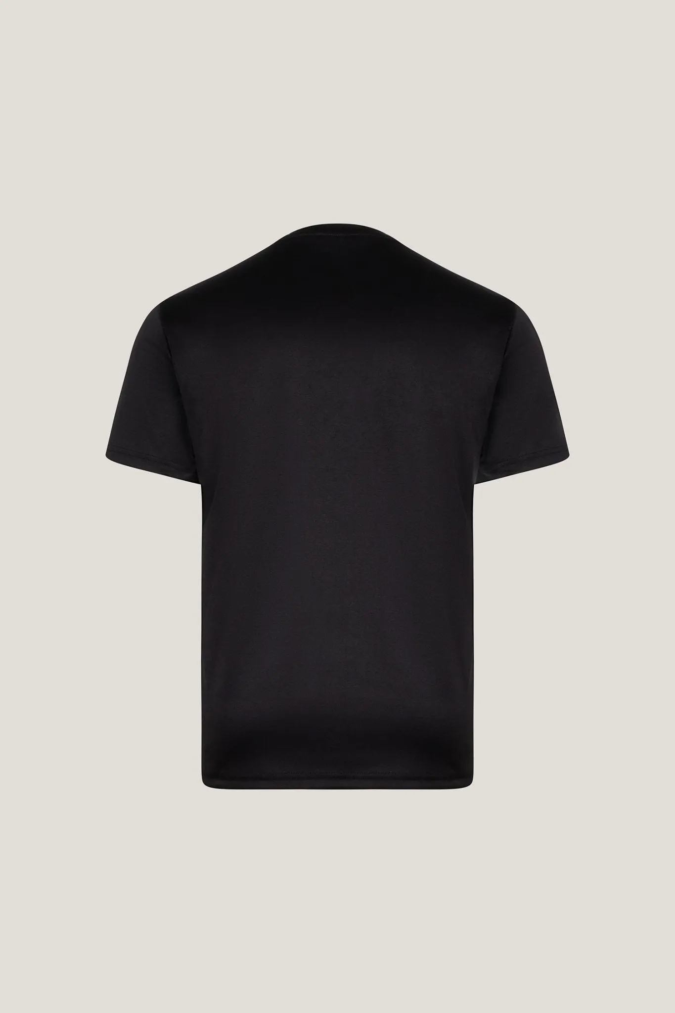 Double Knitted Luxurious Glow Crew Neck T-Shirt - Black