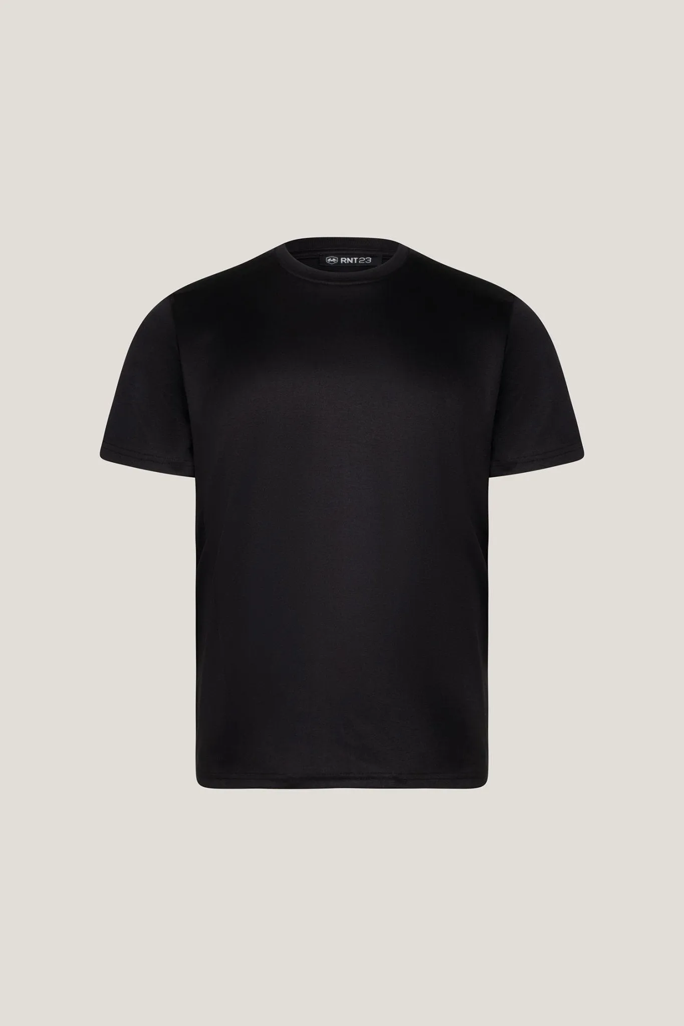 Double Knitted Luxurious Glow Crew Neck T-Shirt - Black