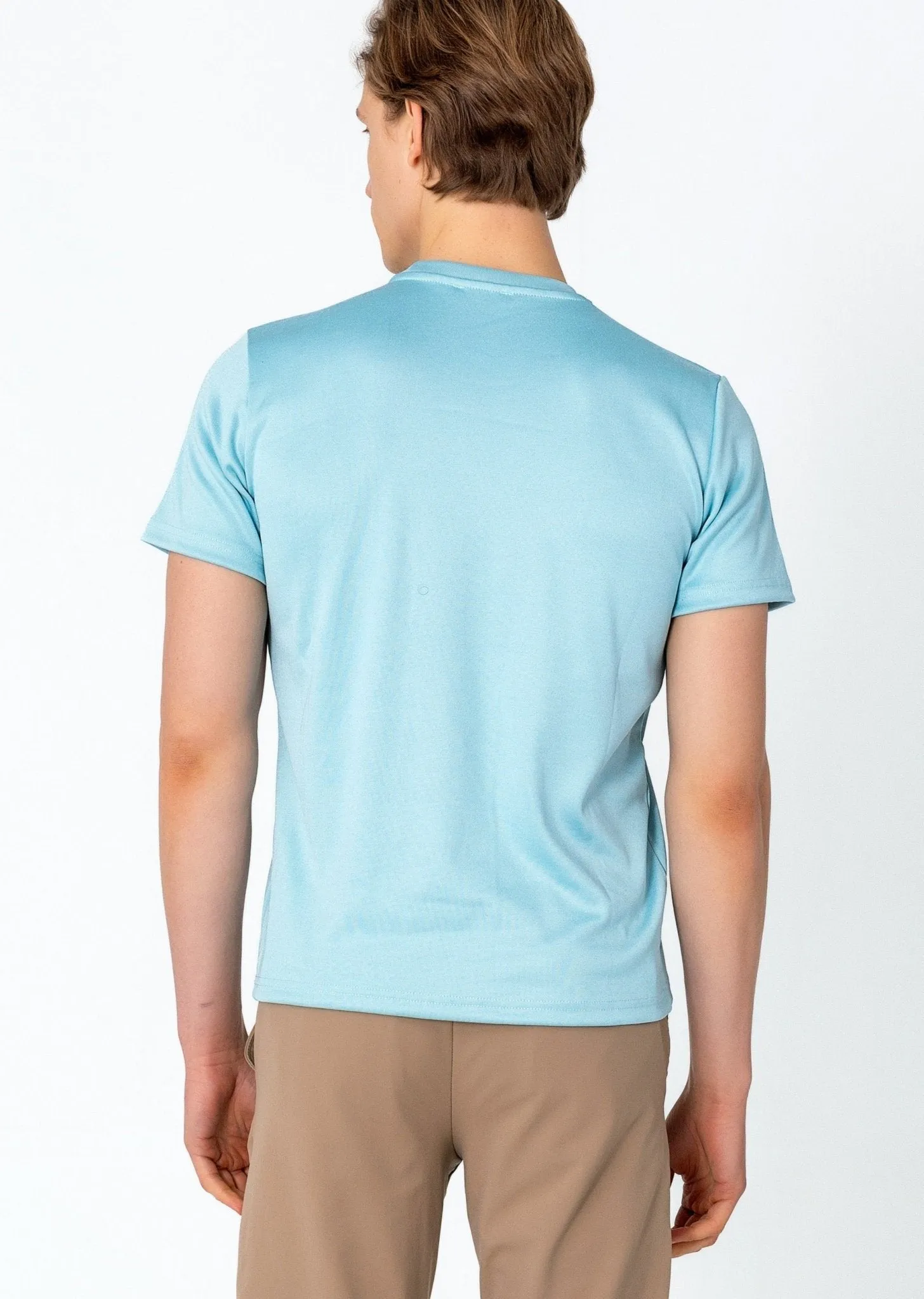 Double Knitted Luxurious Glow Crew Neck T-Shirt - Blue