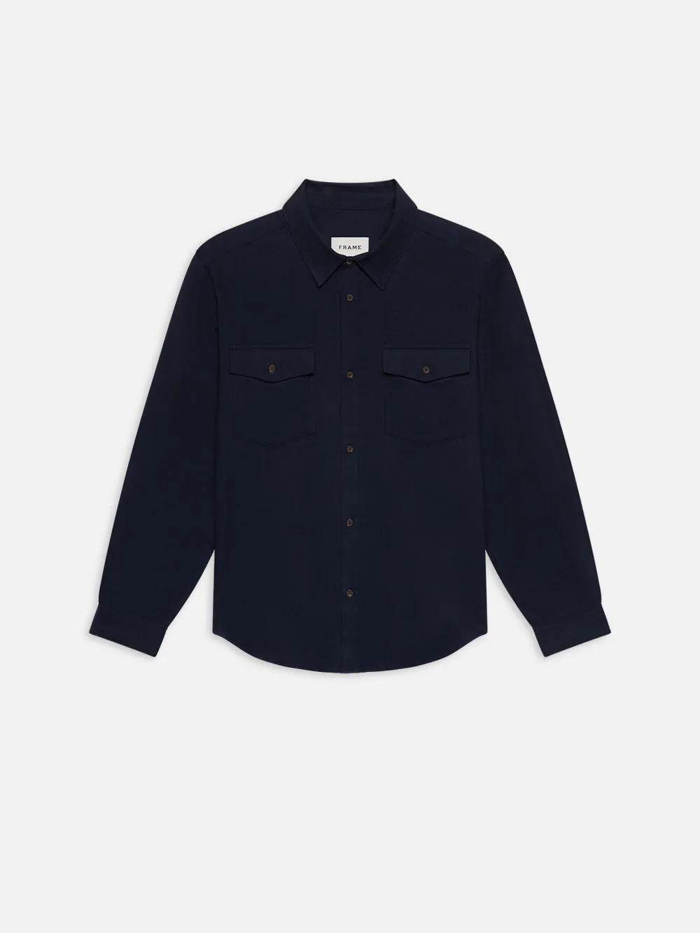 Double Pocket Wool Blend Shirt -- Dark Navy