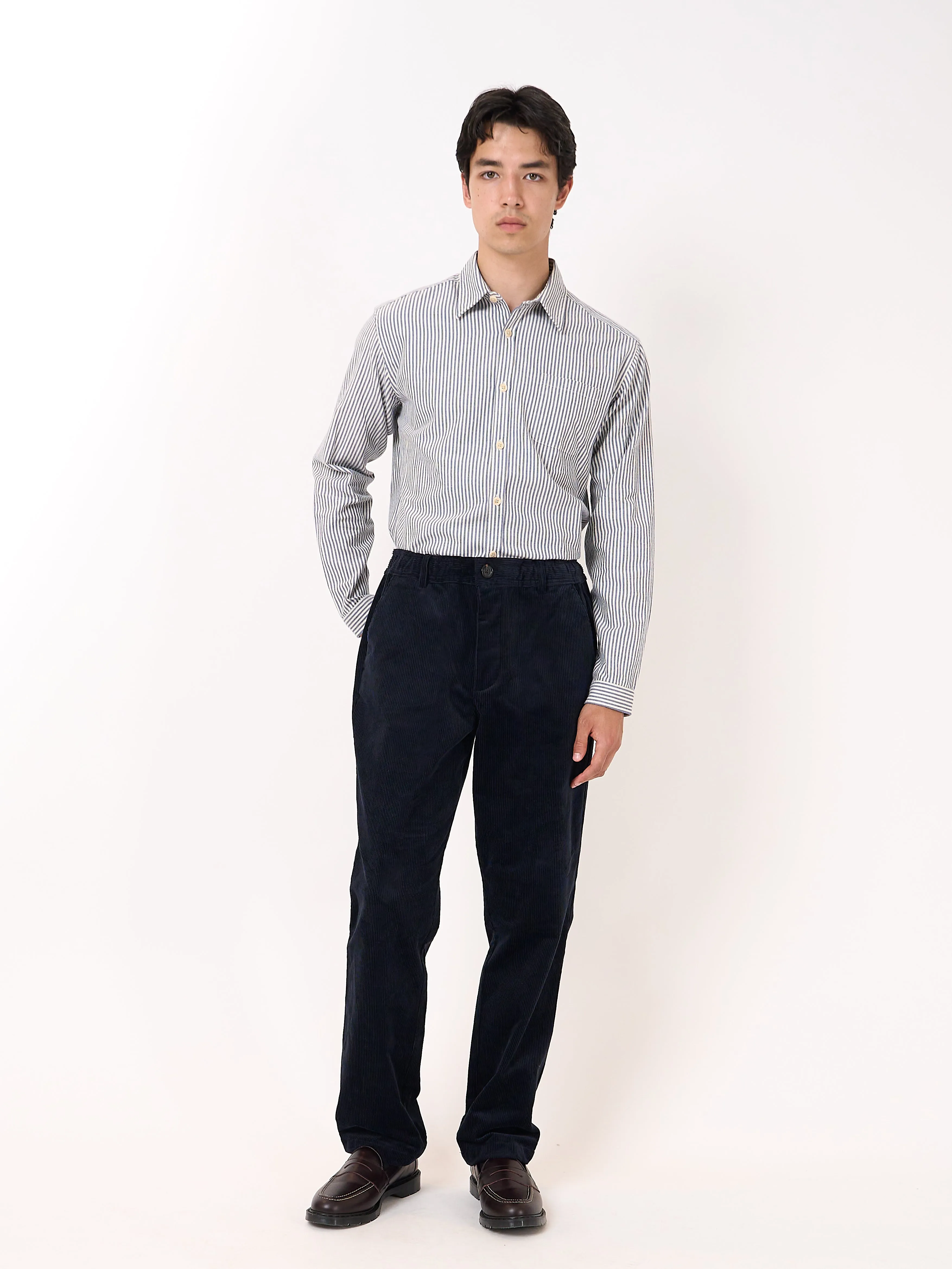 Drawstring Trousers Pitstone Cord Navy