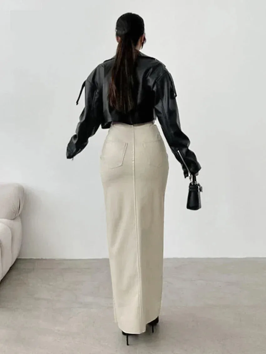 Elegant Maxi Faux Leather Skirt