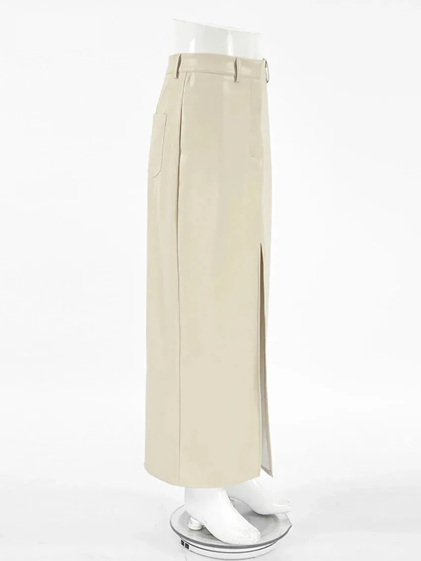 Elegant Maxi Faux Leather Skirt