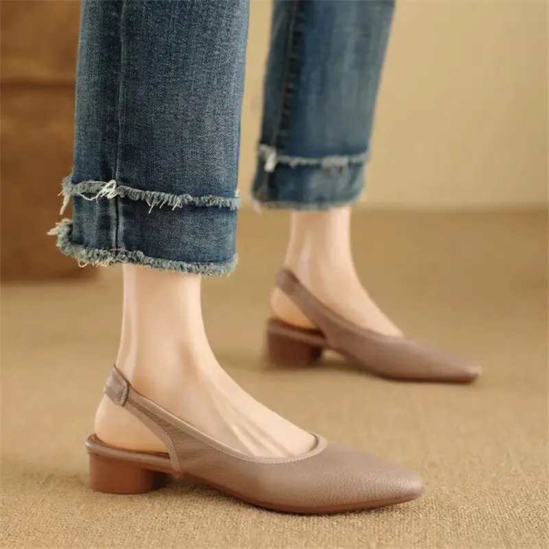 Elegant Women's Genuine Leather Slingbacks