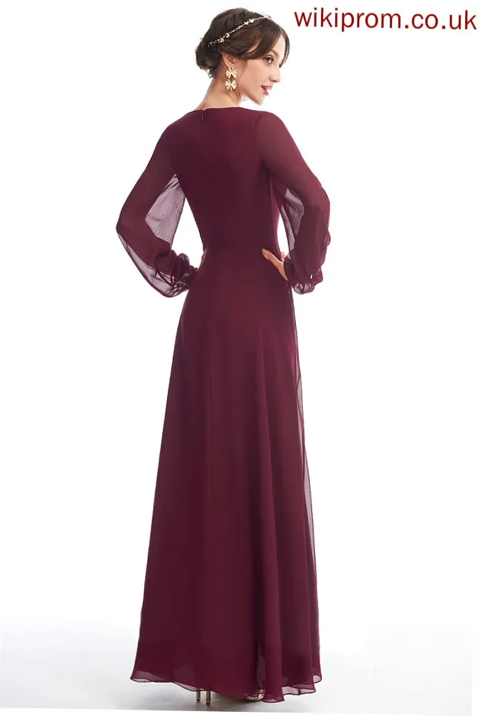 Fabric Neckline Silhouette Asymmetrical Embellishment Length A-Line Ruffle V-neck Celeste Bridesmaid Dresses