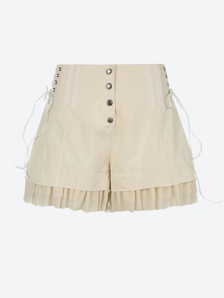 Fairycore Ruffled Lace Up Shorts