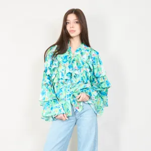 Floral ruffled blouse with embellishments wholesale