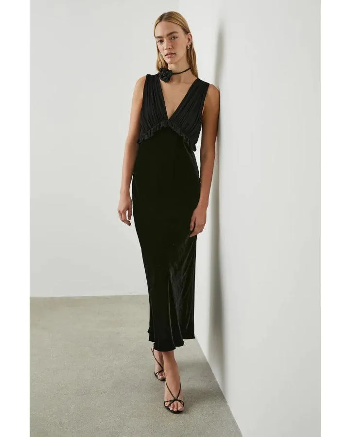 Gilda Black Velvet Sleeveless Dress