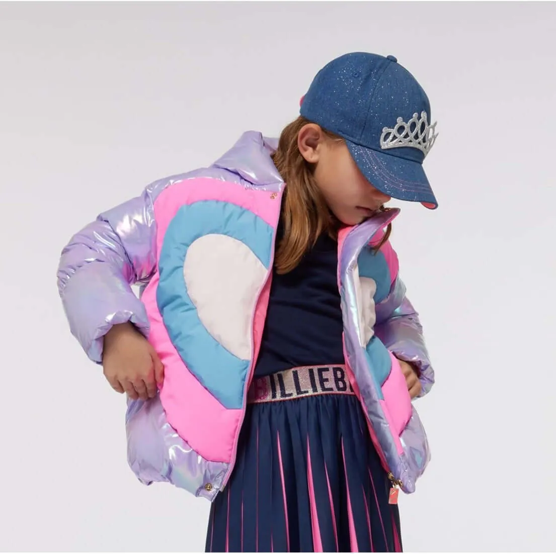 Girls Lilac Heart Puffer Coat