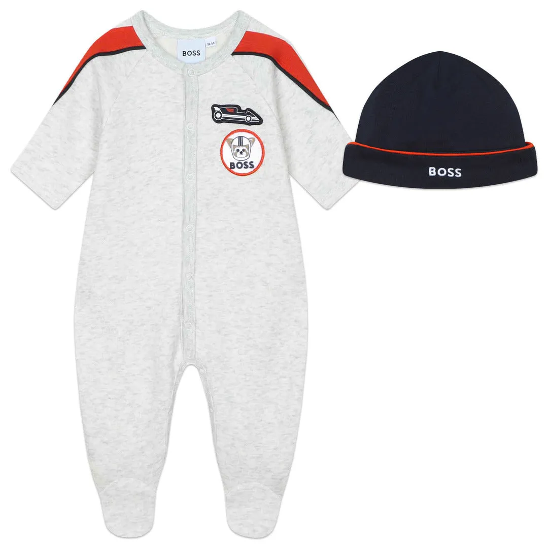 Gray Logo Babygrow & Hat Set