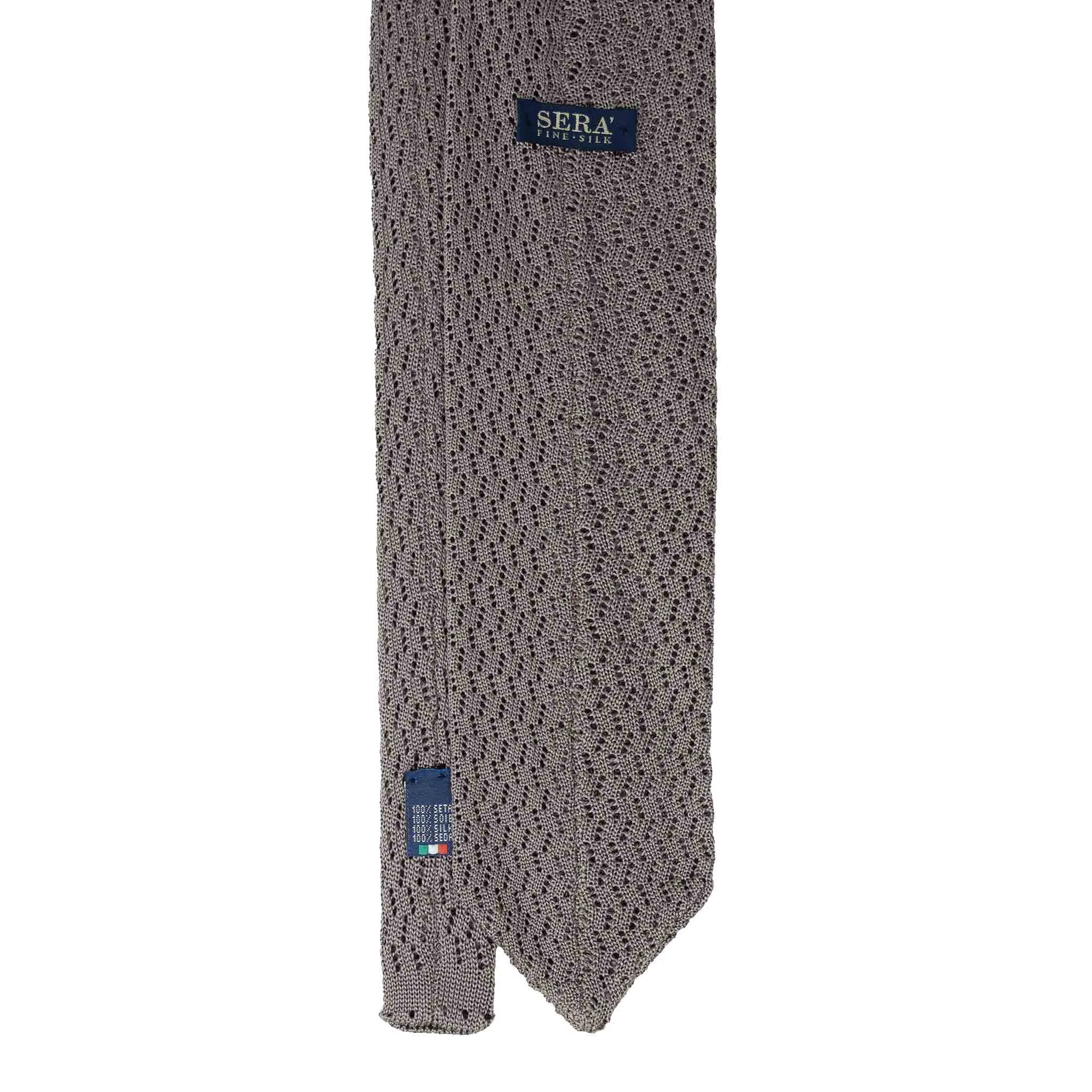 Grey Zig Zag V Point Knitted Tie