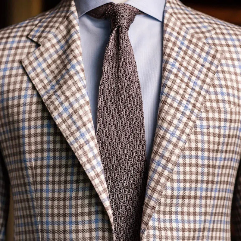 Grey Zig Zag V Point Knitted Tie