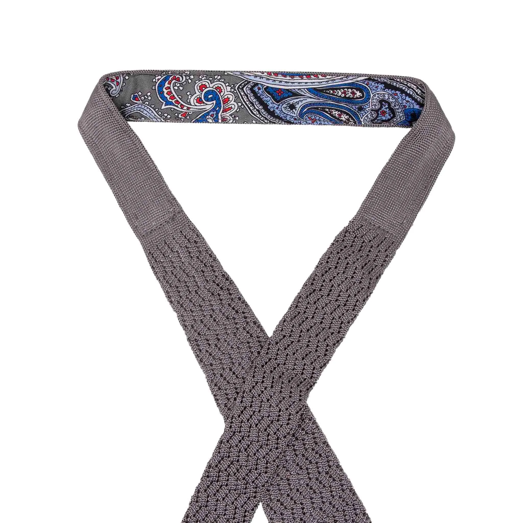 Grey Zig Zag V Point Knitted Tie