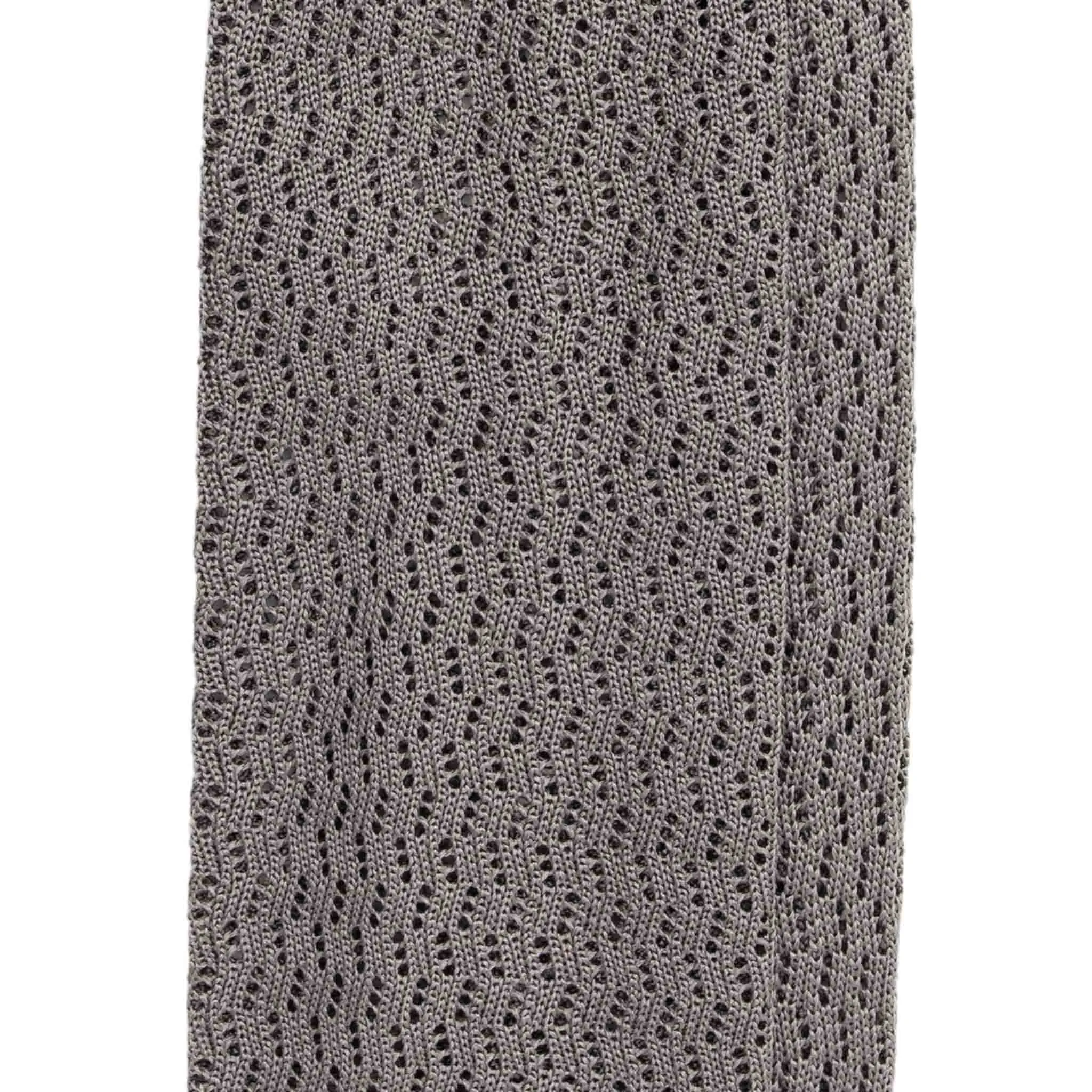 Grey Zig Zag V Point Knitted Tie