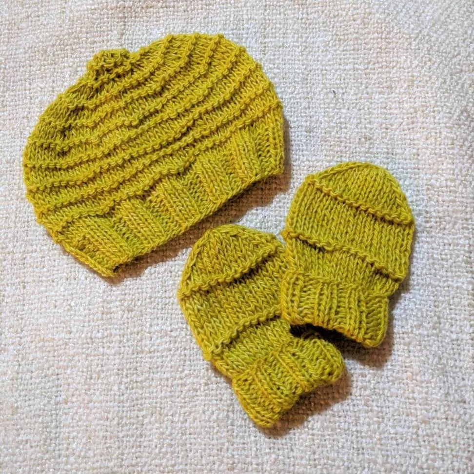 Hand-knitted baby gift set