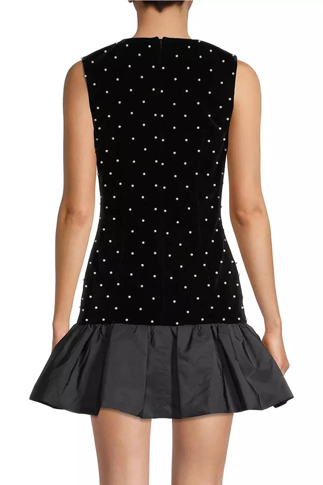 Hope Velvet Embellished Mini Dress in Black