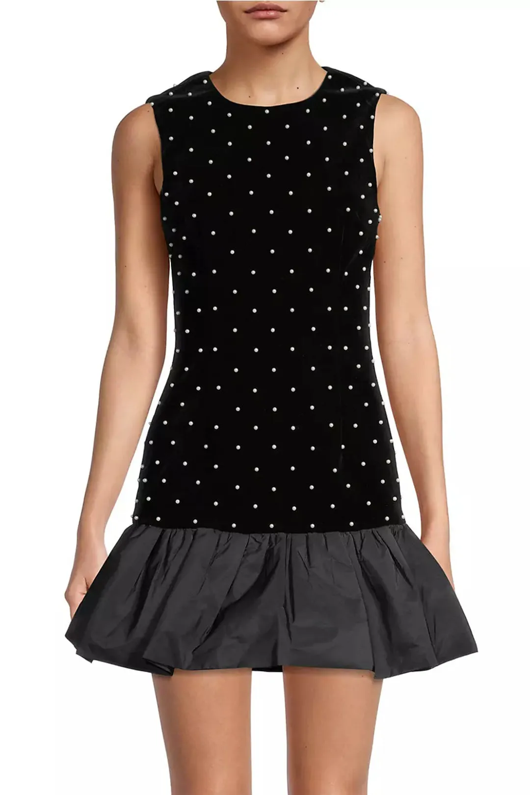 Hope Velvet Embellished Mini Dress in Black