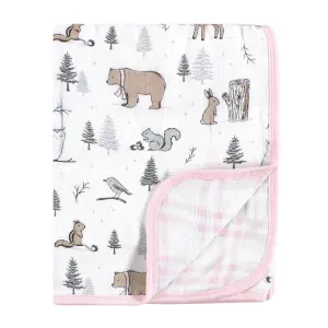 Hudson Baby Muslin Tranquility Quilt Blanket, Winter Forest