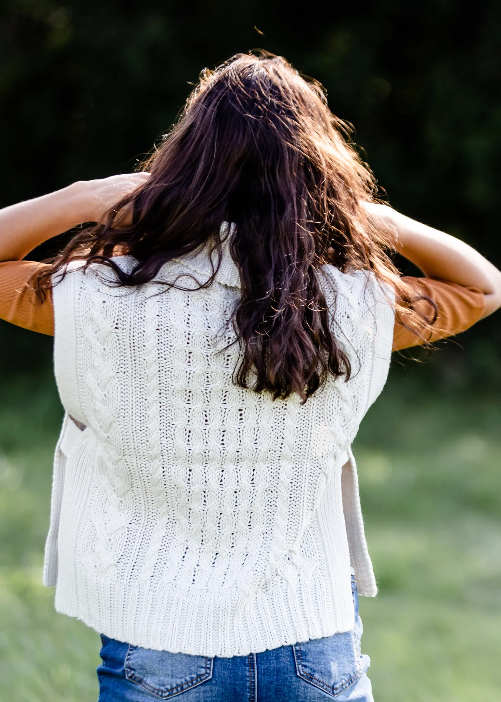 Ivory Turtleneck Cable Knit Sweater Vest - FINAL SALE