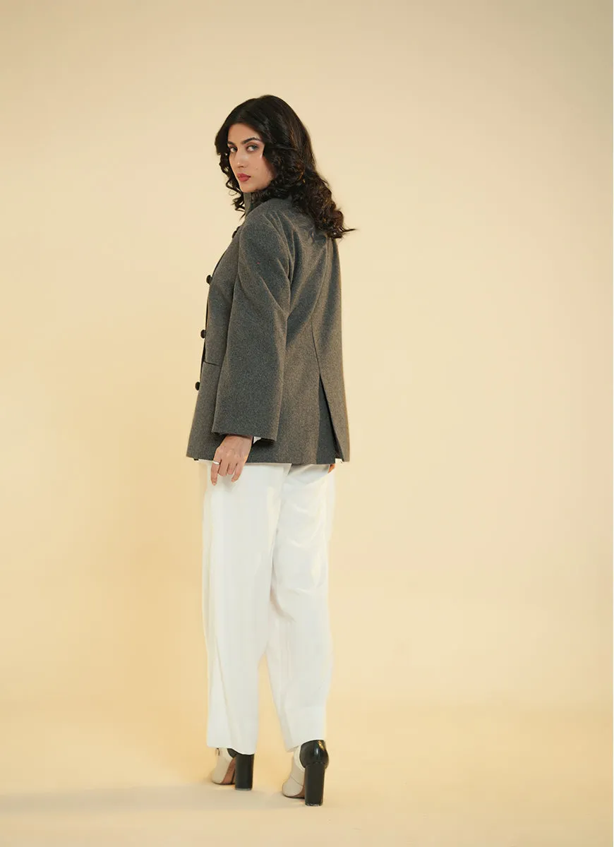 Ladies Jacket High Neck - Elegant Grey