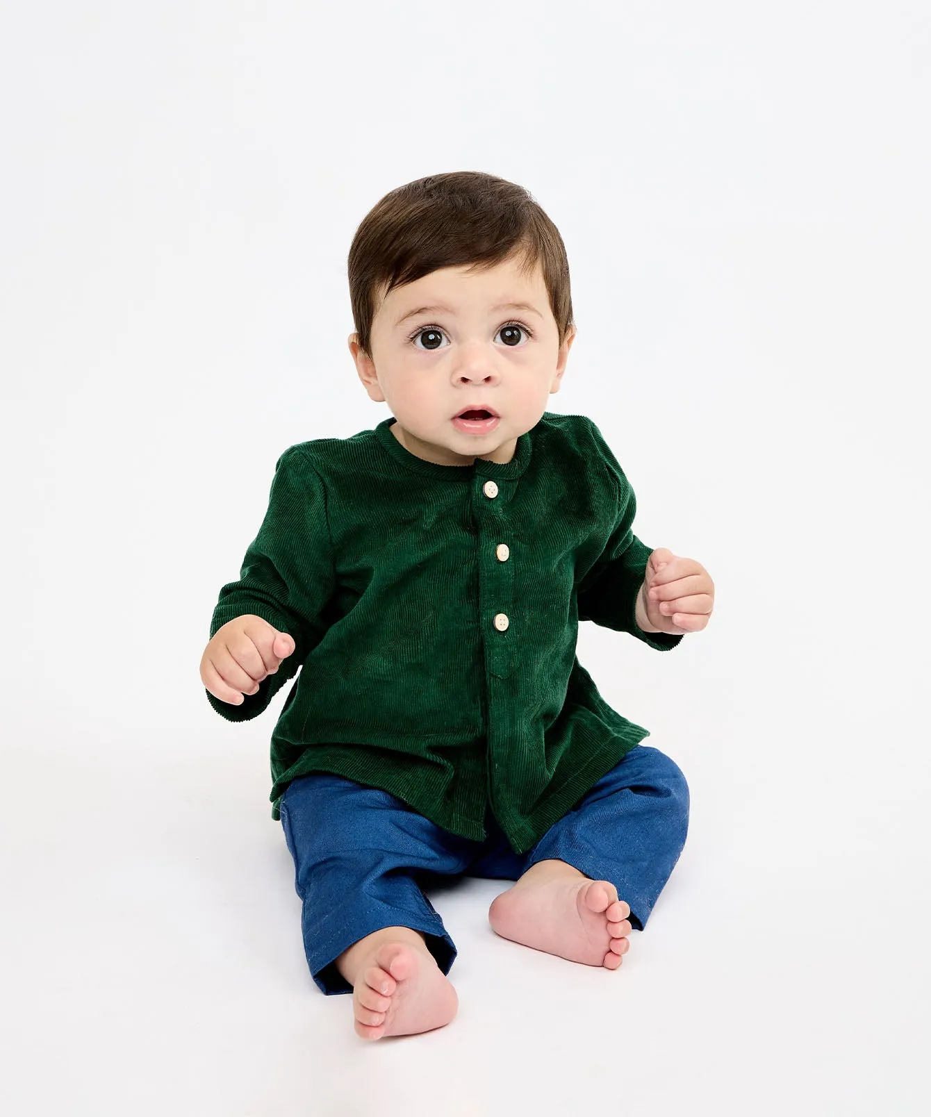 Lupo Baby Shirt, Forest Corduroy