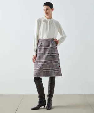 Machka Houndstooth Pattern Skirt Bordeaux