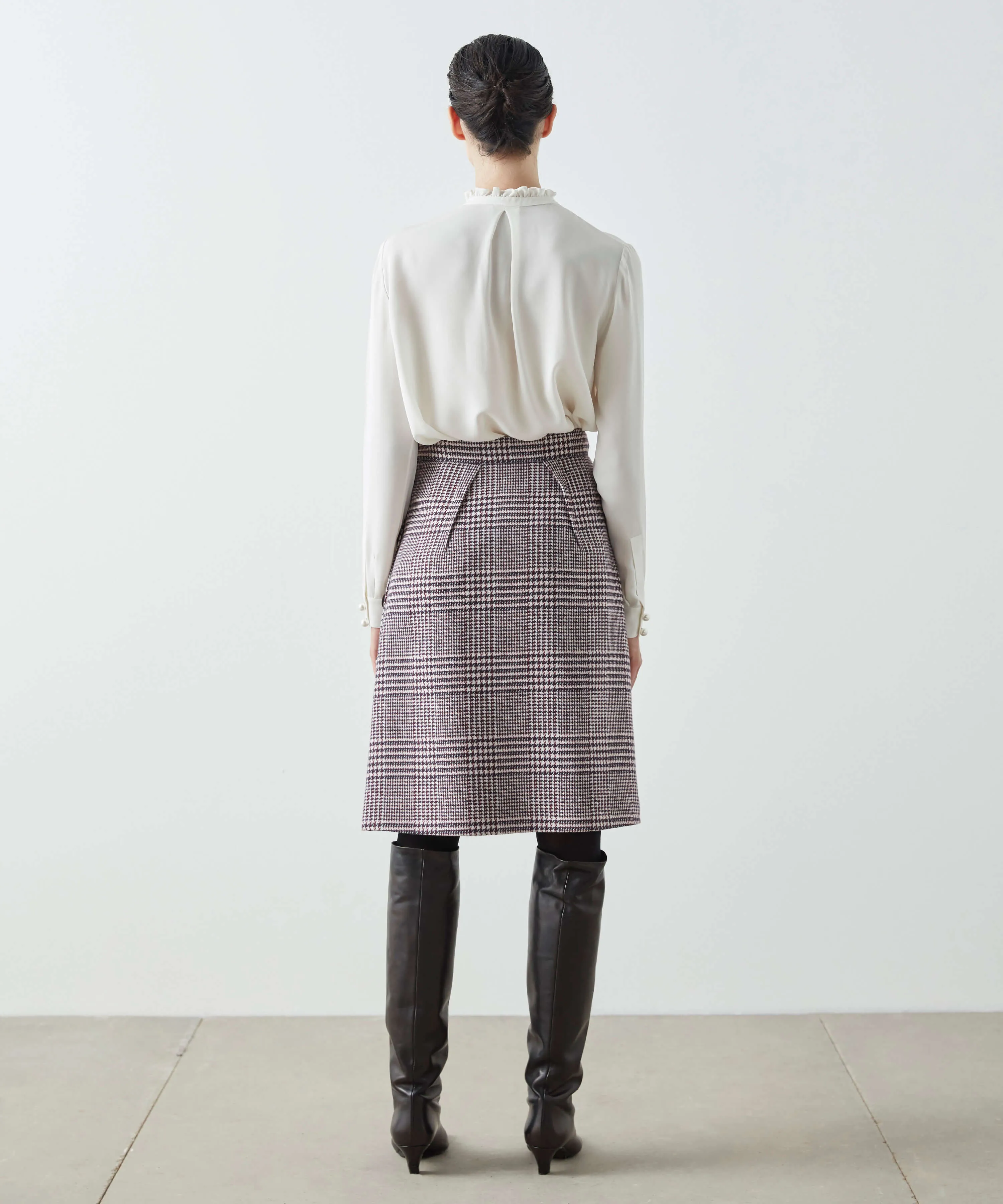 Machka Houndstooth Pattern Skirt Bordeaux